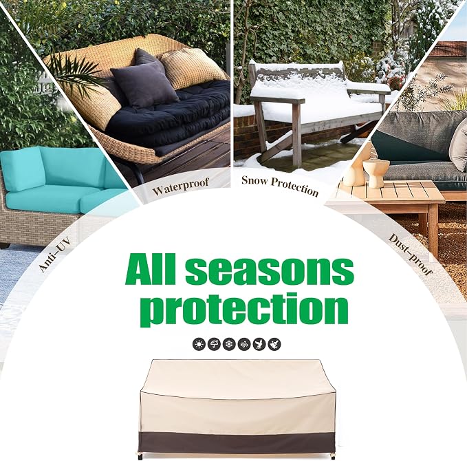 F&J Outdoors Waterproof Anti-UV Heavy Duty 2 Seater Bench Cover Patio Loveseat - Image 8