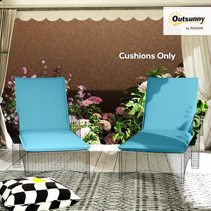 Outsunny Outdoor Lounge Chair Cushion Set of 2, UPF50+ 200gsm Fabric and 25D - Image 2