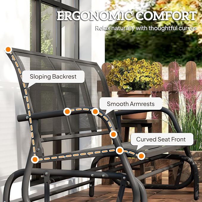 Outsunny 3-Person Patio Glider Bench, Outdoor Porch Glider Swing - Image 8