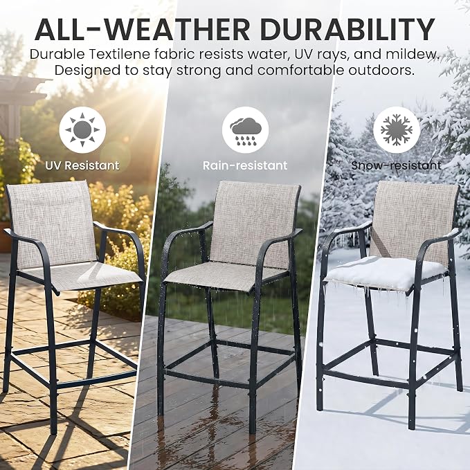 Crestlive Products Outdoor Bar Stools Set of 2, Bar Height Patio Chairs - Image 4