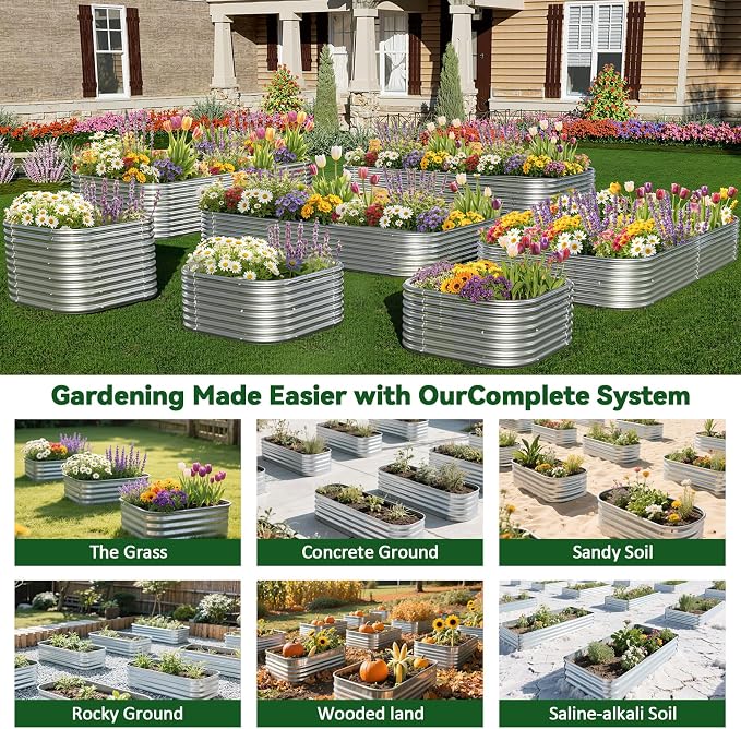 4 Pcak 2x2FT Raised Beds for Gardening, Corrugated Galvanized Steel Raised - Image 7