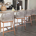 PURPLE LEAF Counter Height Bar Stools Set of 4 Rattan Chair Boho Wicker Metal by PURPLELEAF