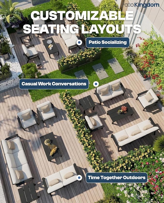 Patio Furniture Set 8 Seats, HDPE Outdoor Sectional - Image 7
