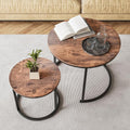 HOJINLINERO Round Coffee Table, Nesting Coffee Table Set of 2, Center Tables by HOJINLINERO