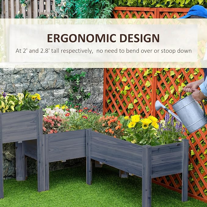 Outsunny Raised Garden Bed Set of 3, Wooden Elevated Planter Box - Image 4