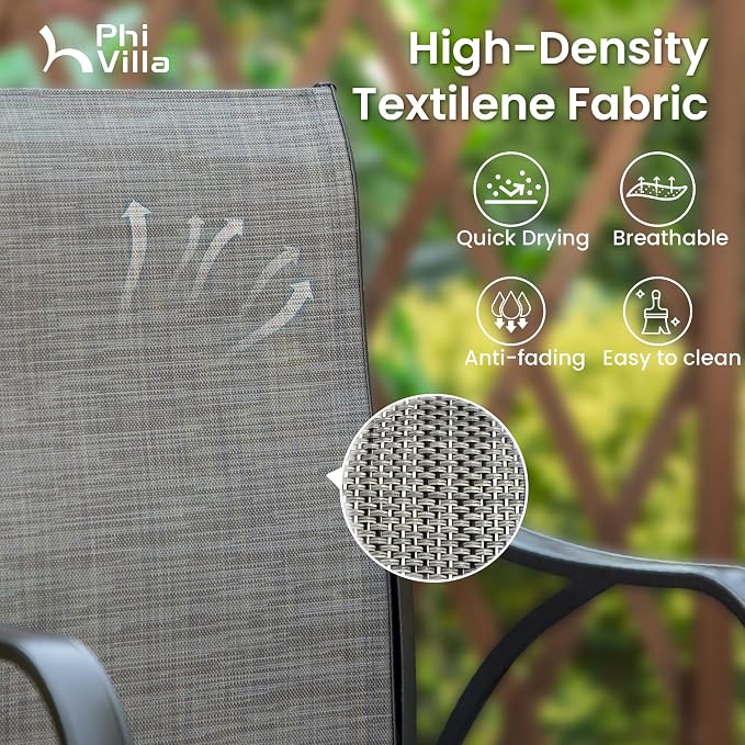 PHI VILLA Outdoor Swivel Bar Stools Set of 6, Bar Height Patio Bar Stools & - Image 5