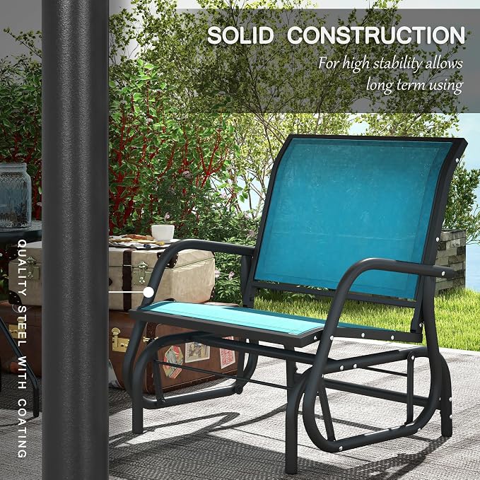 Outsunny Porch Glider Set of 2, Metal Frame Swing Glider Chair - Image 6