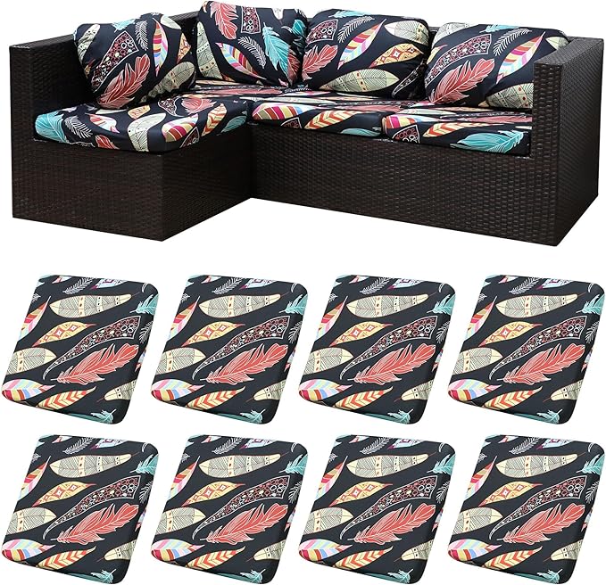 8Pcs Patio Cushion Covers, Outdoor Cushions Covers, Stretch Cushion Covers by Unknown