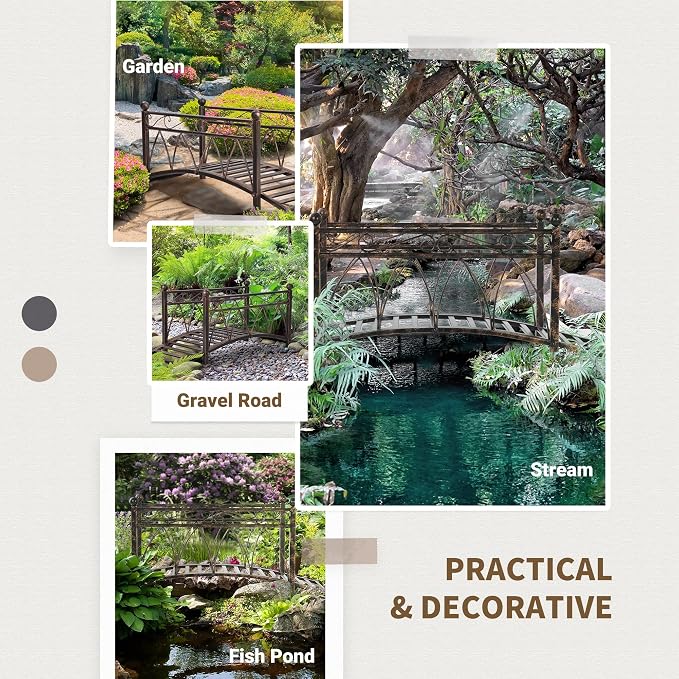 Outsunny 3.3' Metal Arch Zen Garden Bridge - Image 5