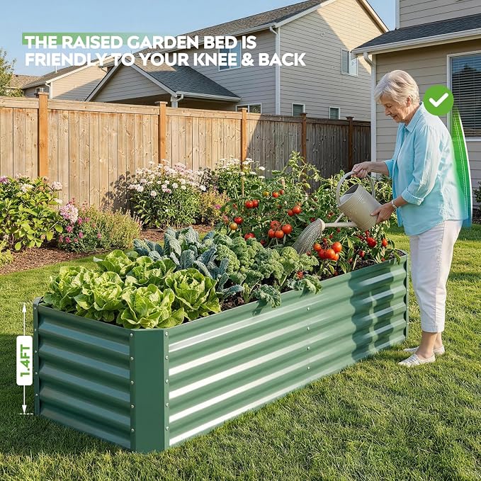 ZORMY 6×2×1.4ft Galvanized Raised Garden Bed Kit, Metal Planter Boxes Outdoor - Image 3