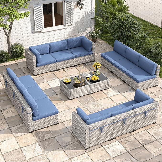 12-Seat Modular Patio Furniture Set – Outdoor Wicker Sectional Sofa by MASIONBACKYARDS