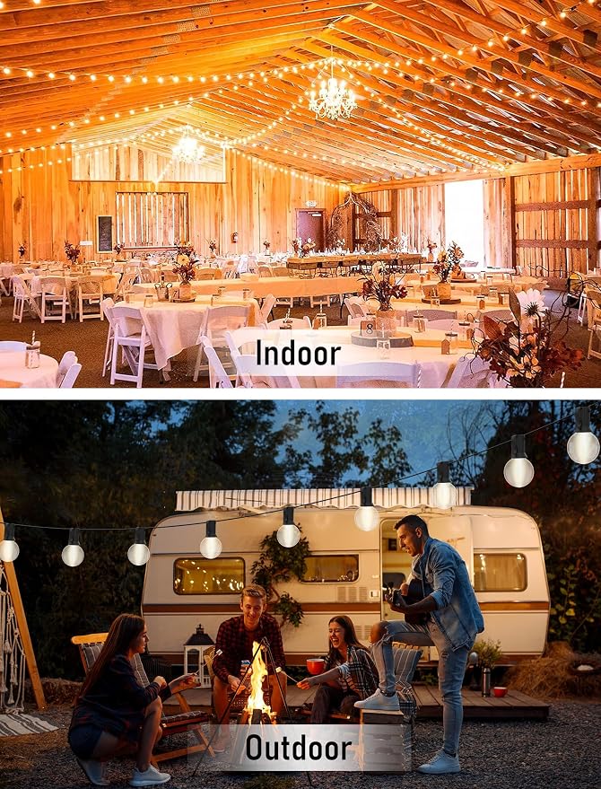 25FT Frosted White Lights G40 Globe Outdoor String Lights Patio Lights - Image 6