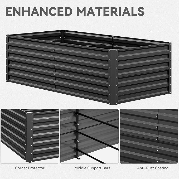 YITAHOME 6x3x2ft Outdoor Raised Garden Bed Kit, Large Metal Patio Planter Box - Image 5