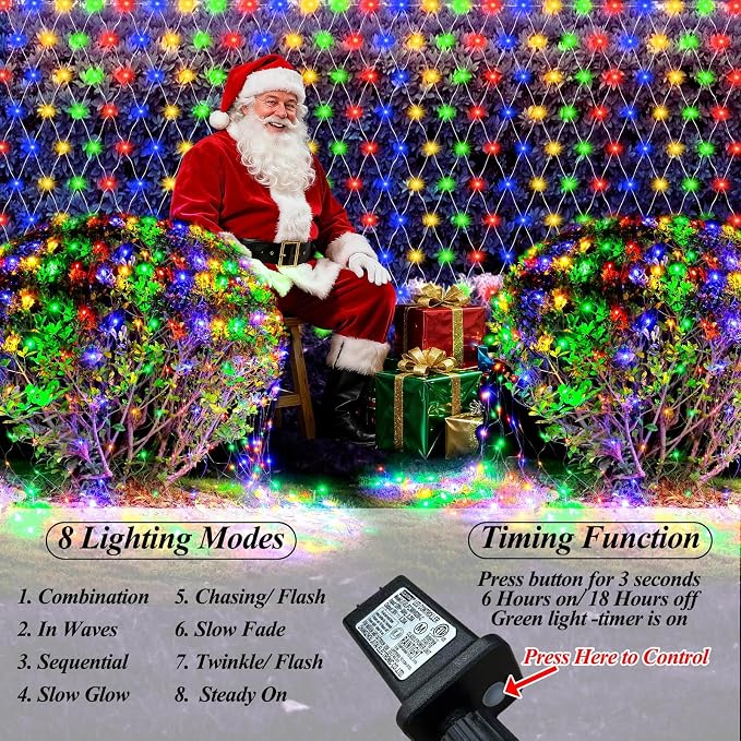 Lovelite 10ft x 10ft Net Lights, 280LED Gazebo Lights Outdoor 8 Modes Timer - Image 2