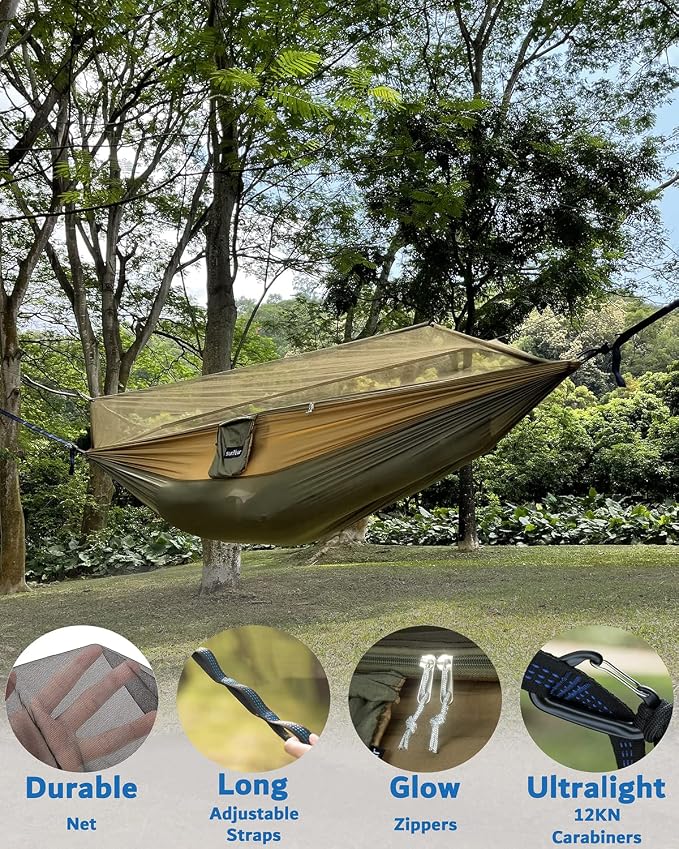 Sunyear Camping Hammock, Portable Single & Double Hammock - Image 4