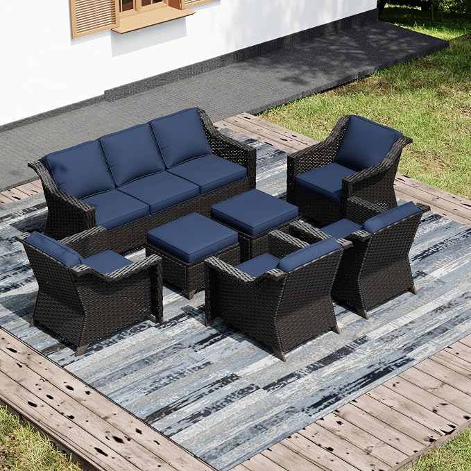 Joyside Wicker Patio Furniture Sets, 7 Pieces Upgraded Large Size Outdoor by Joyside