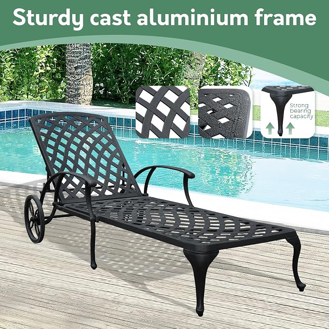 Chaise Lounge Chair Outdoor- Patio Pool Chairs Tanning Lounges - Image 5
