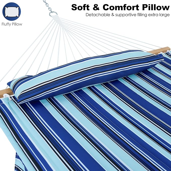 2 Person 12FT Hammocks for Outside, Double Quilted Fabric Outdoor Hammock - Image 4
