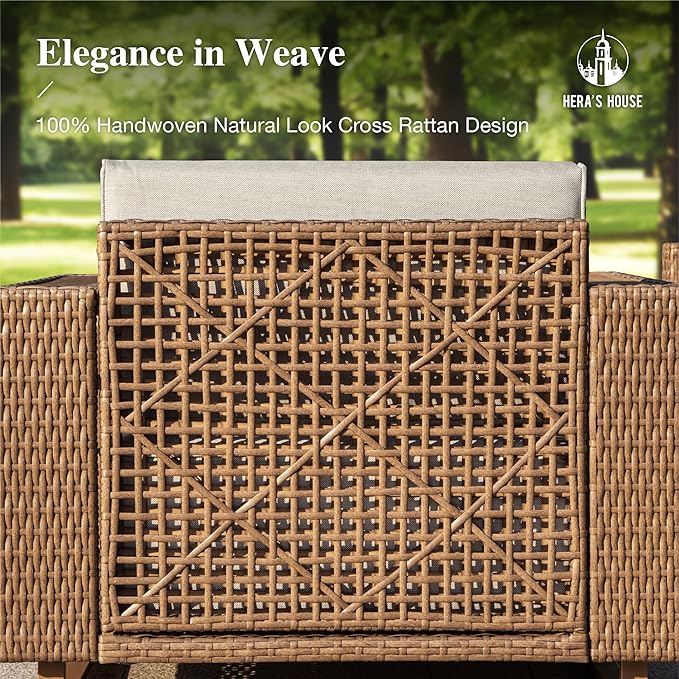 HERA'S HOUSE Patio Furniture Set, 4 Pieces Sectional Outdoor Rattan Wicker Sofa - Image 6