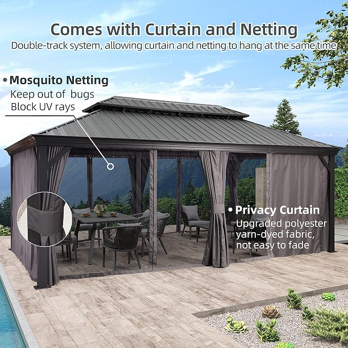 PURPLE LEAF 12' X 20' Permanent Hardtop Gazebo Aluminum Gazebo - Image 8