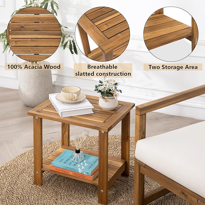 Double Adirondack Side Table, Weather-Resistant Rectangular End Table - Image 4