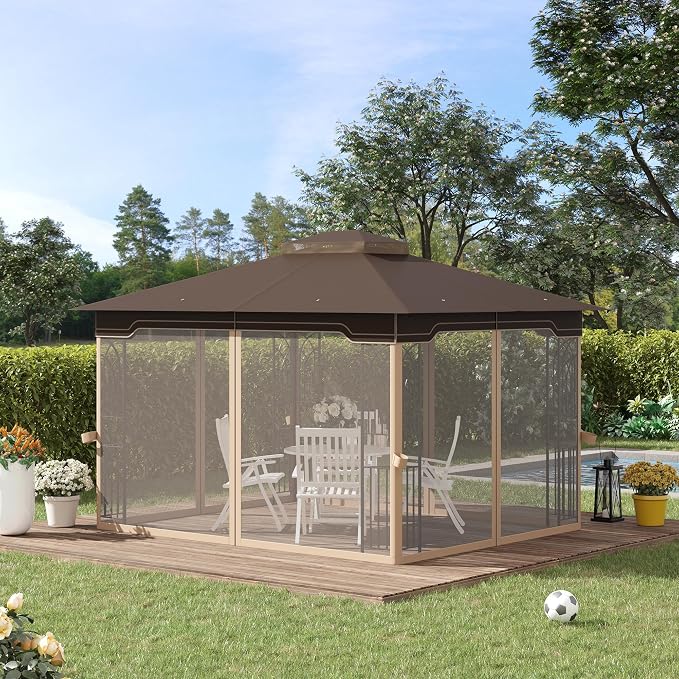 Outsunny 10' x 12' Patio Gazebo, Double Roof Outdoor Canopy Shelter - Image 2