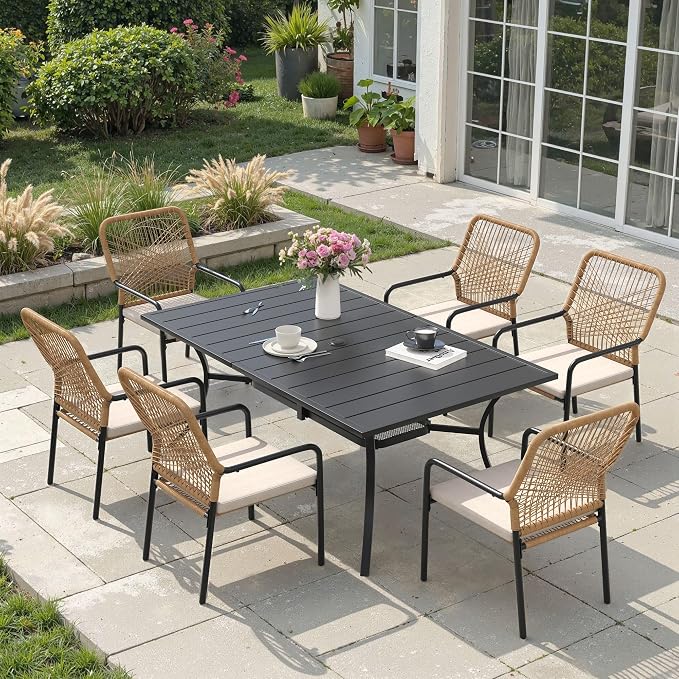 VICLLAX Metal Patio Table for 6, Outdoor Dining Table - Image 3