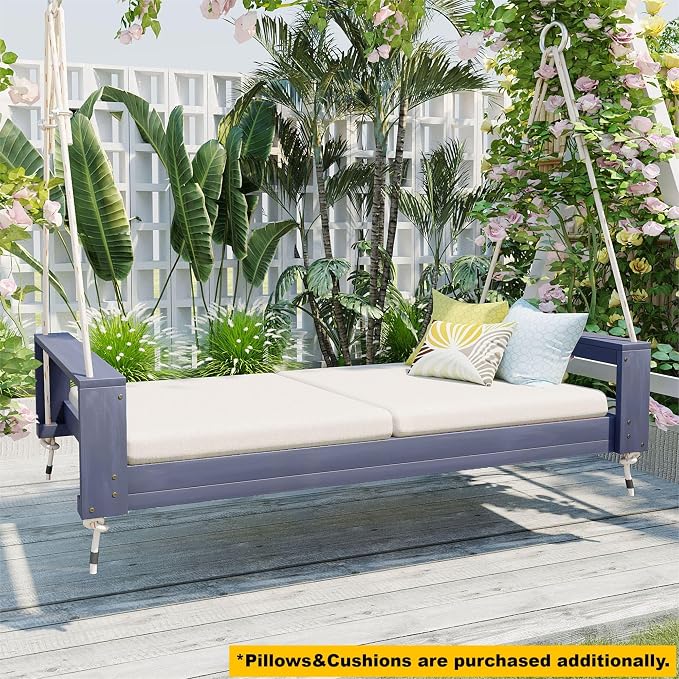 Merax Patio Acacia Wood Porch Swing - Image 2