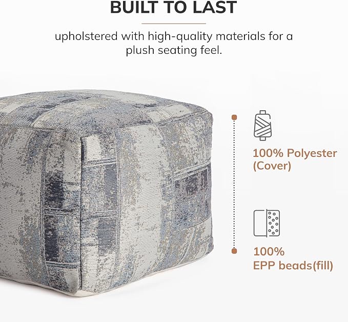 Anji Mountain 100% Handmade & Handcrafted Comfortable Home Décor Pouf Ottoman - Image 4