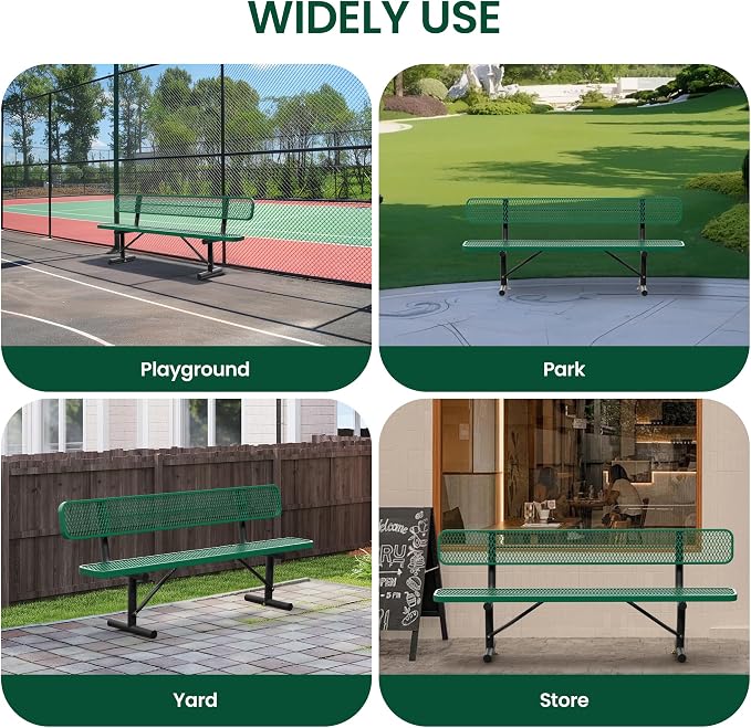 8 Feet Steel Park Bench for Outside, Outdoor Bench - Image 8