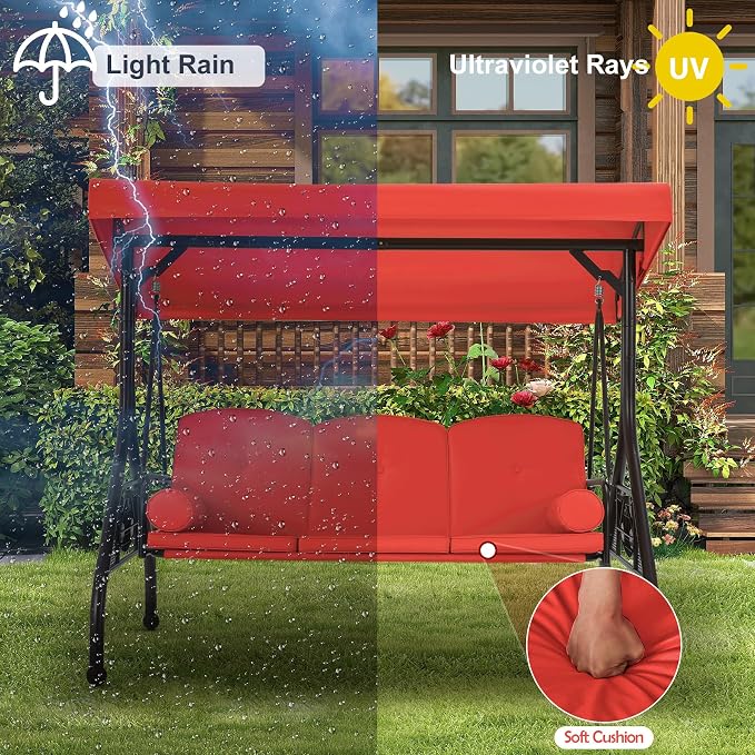 GYUTEI 3-Seat Outdoor Patio Swing - Image 5