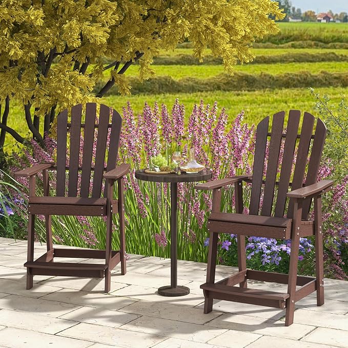 Tangkula Outdoor Bar Stool, HDPE Tall Adirondack Chair - Image 2