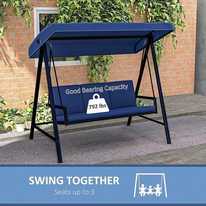 Outsunny 3-Seat Outdoor Porch Swing - Image 6