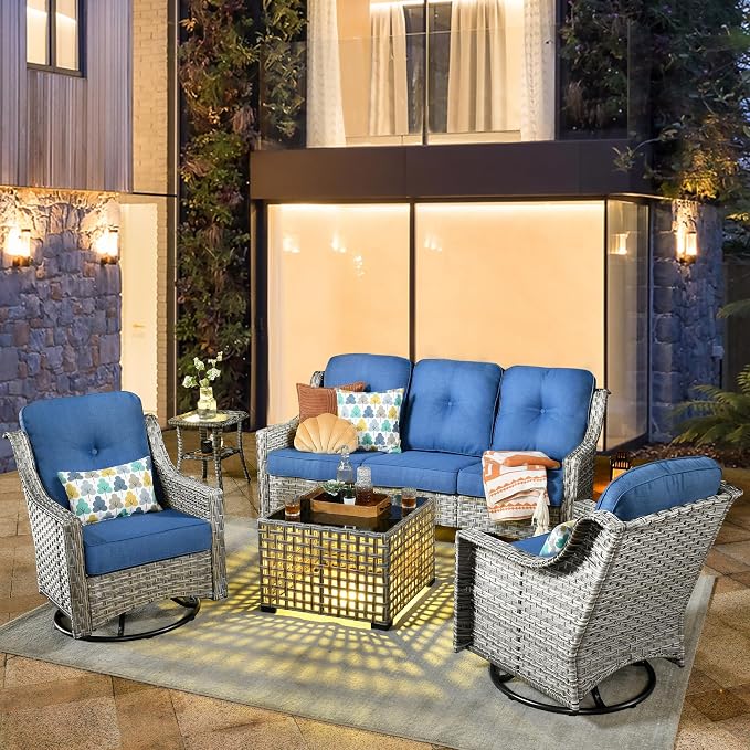 HOOOWOOO 5 Piece Patio Furniture Conversation Sets by DesignforBetterLife