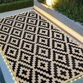 SAND MINE Reversible Mats with Led Strip Lights, Plastic Straw Rug, Modern Area by SANDMIND