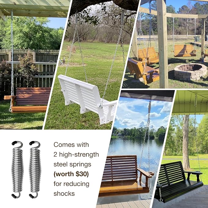 Wooden Porch Swing 3-Seater, Bench Swing - Image 7