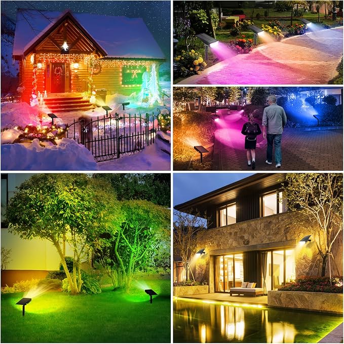TOBUSA Solar Spot Lights Outdoor Waterproof, RGB Solar Color Changing Lights - Image 7