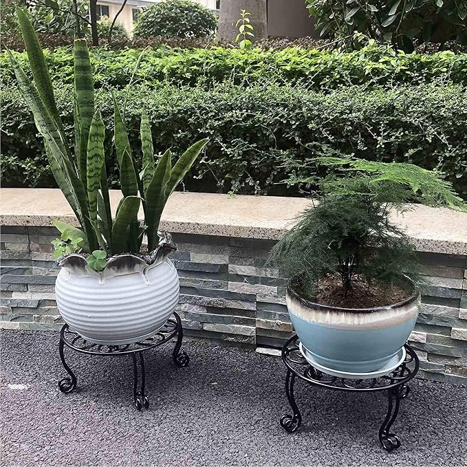 Metal Outdoor Plant Stand 11.8IN Diameter Heavy Duty Plant Pot Stands - Image 5