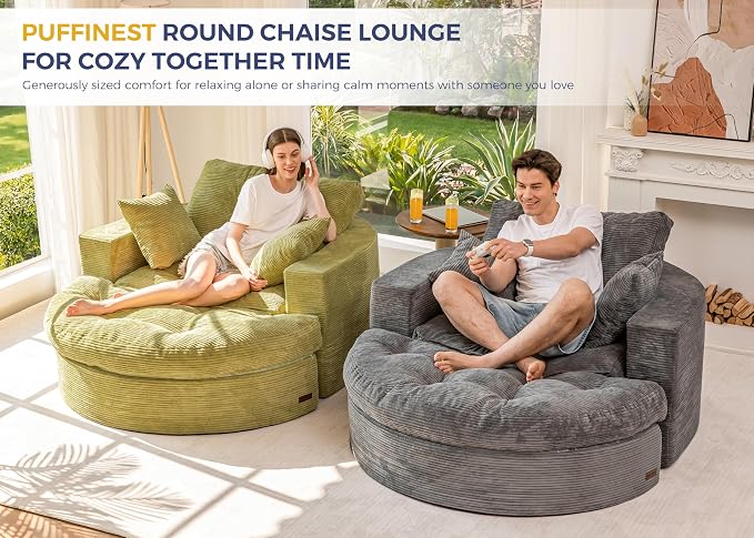 MAXYOYO Modular Sectional Chaise Lounge Sofa, Round Upholstered Lounge Chair - Image 3