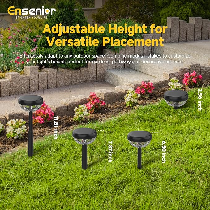 Ensenior 10-Pack Solar Lights Outdoor, Auto ON/Off 3000K LED Solar Garden Lights - Image 3