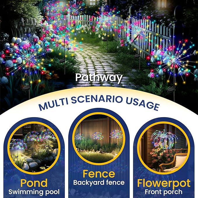 GIGALUMI Garden Decor Outdoor Lights 120LED 8Pack, Solar Garden Lights - Image 4