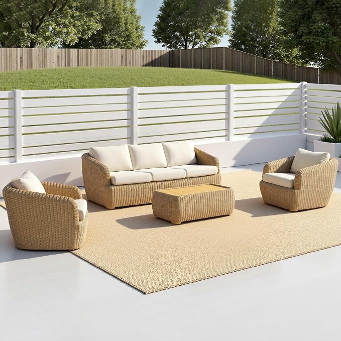 CHITA Wicker Patio Coffee Table, 41” All-Weather Rattan Outdoor Coffee Table - Image 5