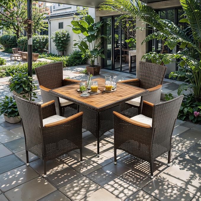 RoyalCraft 5 Piece Patio Wicker Dining Sets by Bringyoubetterlife