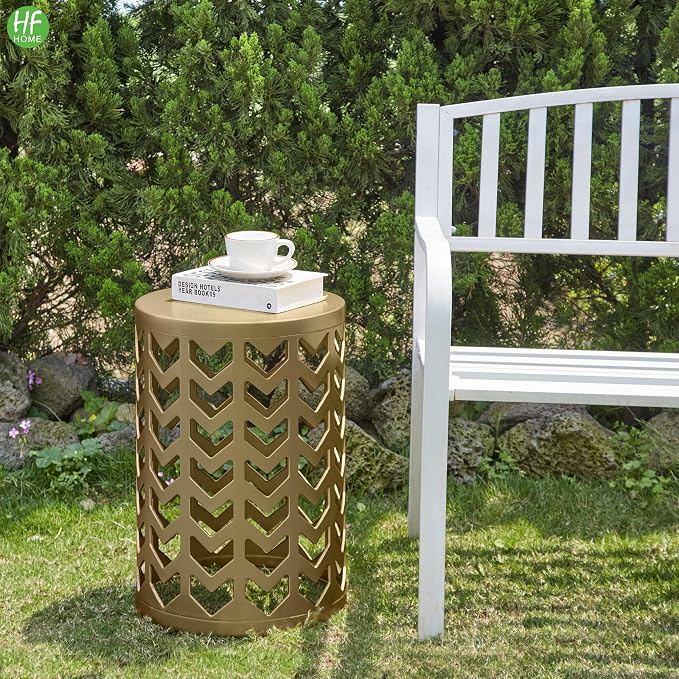Nesting Side Table Set of 3 Decorative Round Garden Stools - Image 6