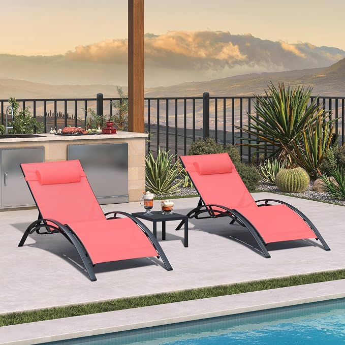 PURPLE LEAF Patio Oversized Chaise Lounge Chair Set - Image 3