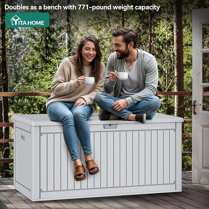 YITAHOME 260 Gallon Extra Large Deck Box, Double-Wall Resin Outdoor Storage Box - Image 4