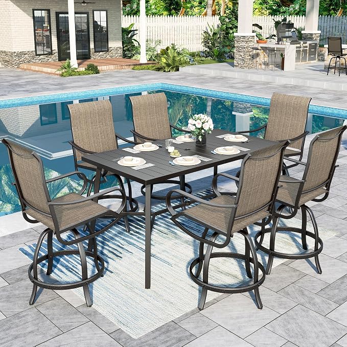 Sophia & William Patio Bar Stools Counter Height, Swivel Bar Chairs, Supports - Image 6
