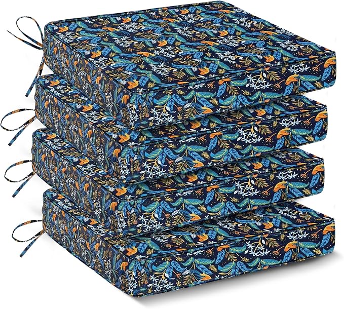 Outdoor Chair Cushions Set of 4, Waterproof Outdoor Seat Cushions by IPYNBAP
