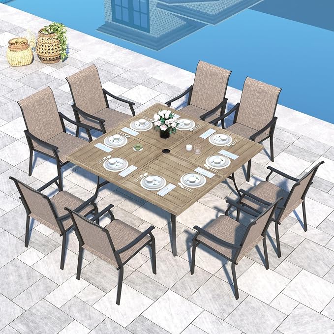Sophia & William Patio Dining Set 9 Pieces, 8 Quick Dry Textilene Chairs and 1 by SophiaWilliam