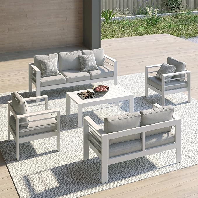 All-Weather Aluminum Outdoor Coffee Table, Modern Coffee Table - Image 7
